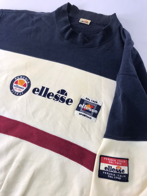 Vintage 90s Ellesse Sportive Perugia Italy Sweatshirt Embroidery