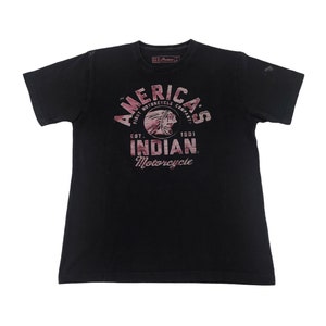 Maglietta vintage Indian Motorcycle Brand 1st America's Company Made In Usa T-shirt ispirata al designer Unisex Streetwear Taglia L Y647J
