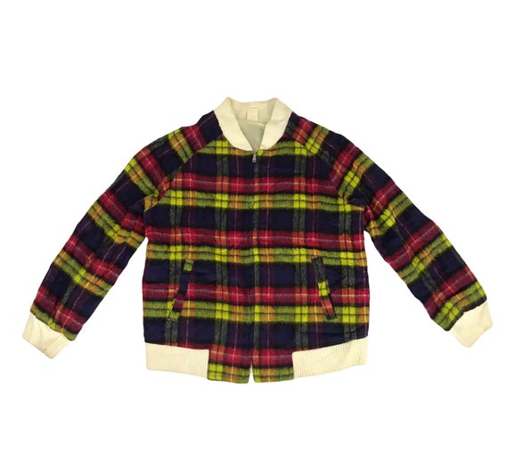 Vintage Varsity Jacket Wear Zipper Style Plaid Checked Art Streetwear Marque japonaise Athletic Double poche matelasse interieur Etsy France