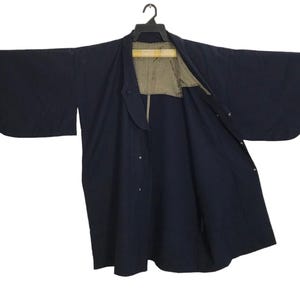 Vintage Haori Noragi Kimono Japanese Cardigan Happi Jacket Traditional Robe Yukata Sashiko Jinbei Hanten Size XL Plain Design YA596