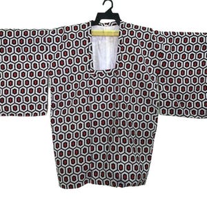 Vintage Haori Noragi Kimono Japanese Cardigan Happi Jacket Traditional Robe Dress Sashiko Jinbei Size L B554