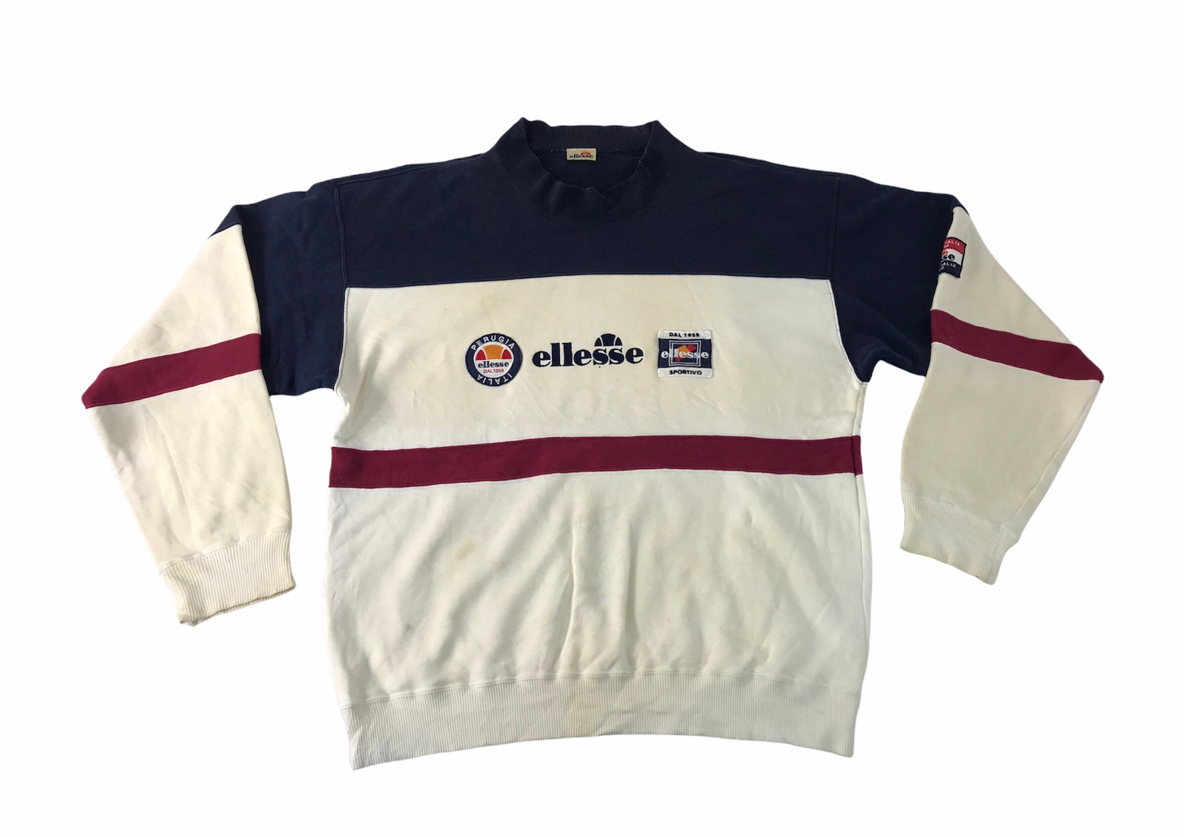 Vintage 90s Ellesse Sportive Perugia Italy Sweatshirt Embroidery