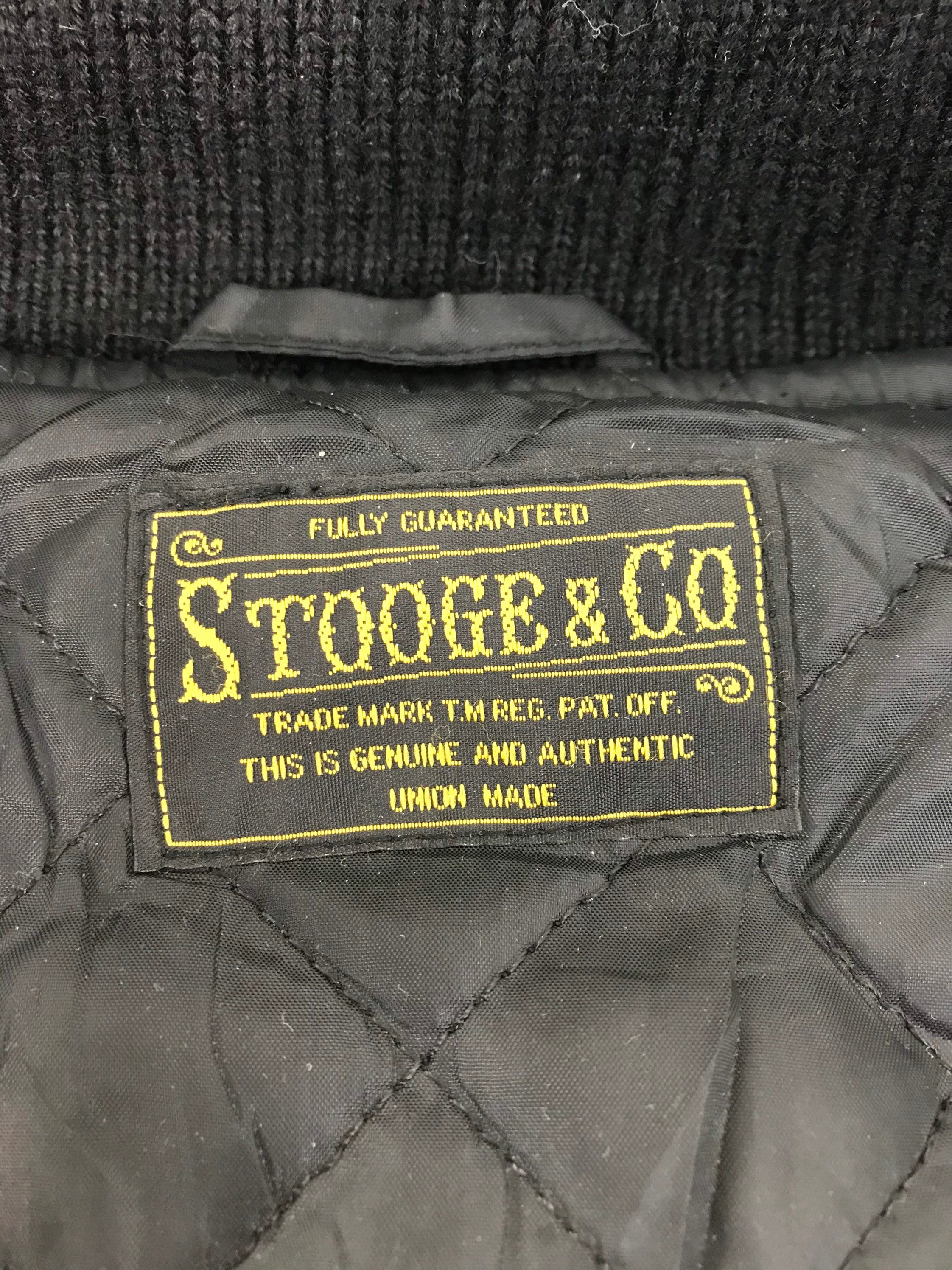 Vintage Varsity Jacket Stooge & Co Heavy Wool Leather Sleeve 