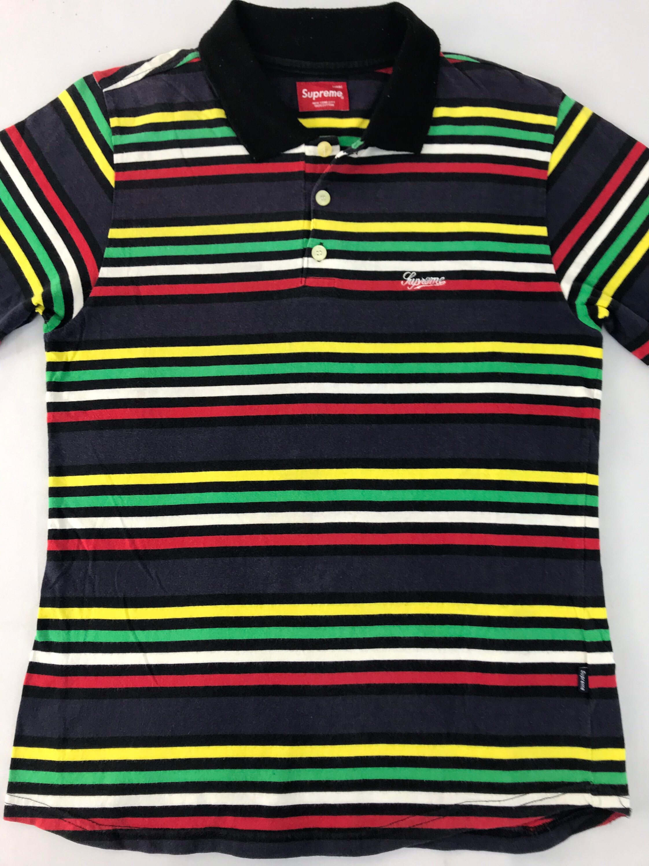 Vintage Supreme New York City Made in Japan Colorful Striped Polo 