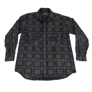Camicia in flanella stile americano vintage di Billy Stone con bottoni quadrati, motivo scozzese, abbigliamento da lavoro a righe, marca streetwear, adatta alla taglia L XL Y444