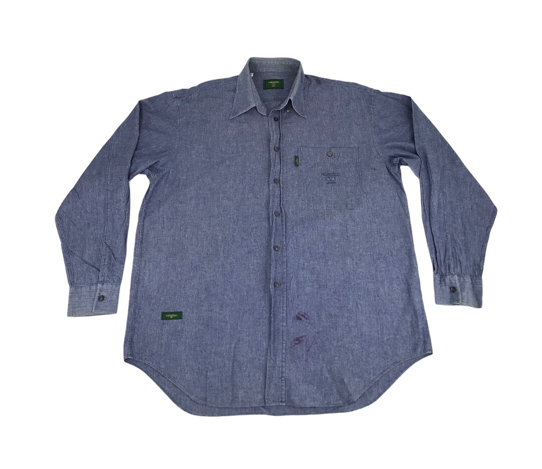 Valentino デニム解体シャツ Vintage V Valentino Jeans Italian Designer Western Denim Flannel