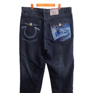 Vintage Barefox Royal Usa Designed Animals Embroidery Motif Denim Jeans Pants Streetwear Fashion Men Unisex Fits Big Size Waist 39 40 Y580J