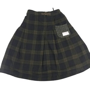 Vintage Harris Tweed Hand Woven Short Skirt Natural Palette Plaid Checked Luxury Fashion Designer Inspired Girl Women Wear Fits Xs S i088