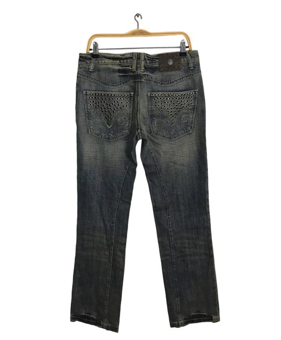 Vintage 90s Antik Denim Straight Cut Indigo Denim Jeans Buttonfly Fits Size 33 Streetwear F122 - Israel