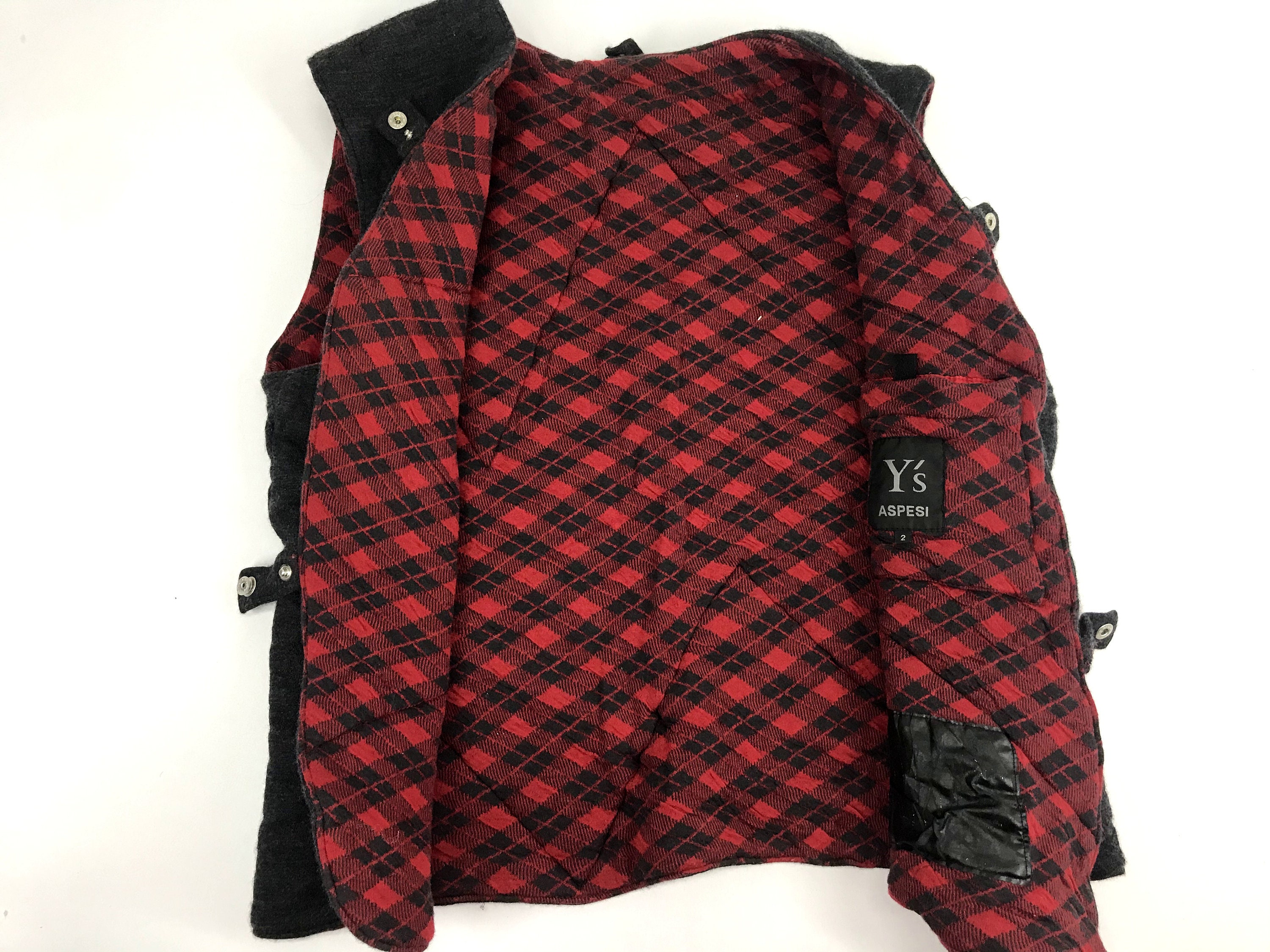 トップス Yohji Yamamoto x ASPESI Nylon Vest Vintage 90s Y's Yohji Yamamoto Aspesi Vest Inner Plaid Check