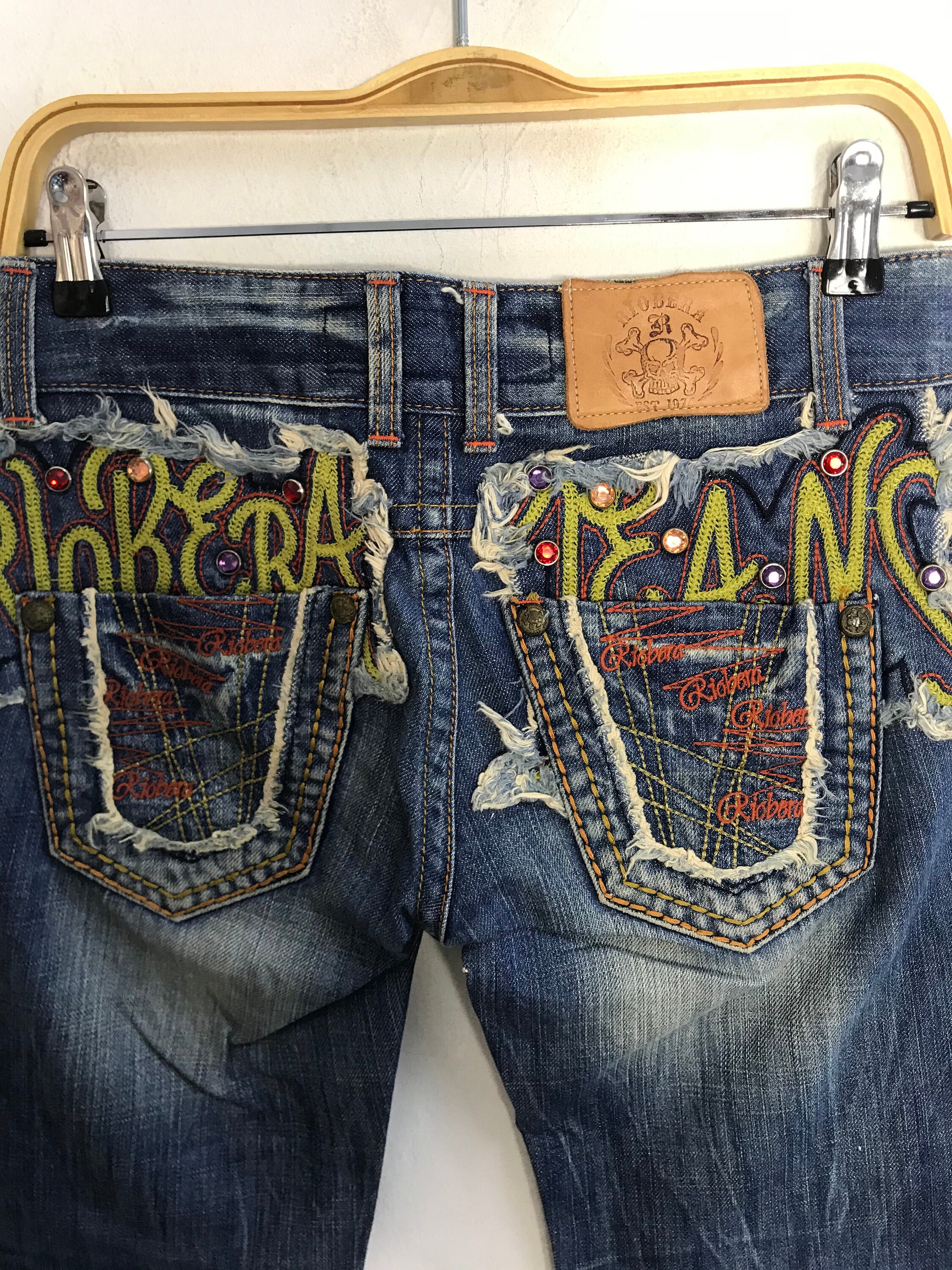 Vintage Riobera Jeans Japan Denim Embroidery Art Logo Fits