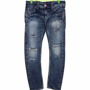 Vintage Distressed Denim Rodeo Crowns Made in Japan Jeans Pants Skinny Slim Fits Style Size 29 30 Inspired Designer Streetwear Brand i207