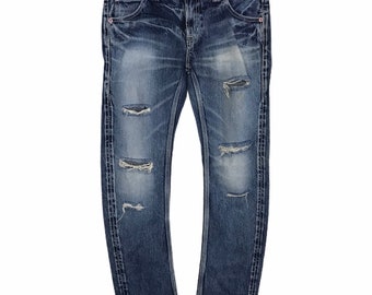 Vintage noodlijdende denim rodeo kronen gemaakt in Japan jeans broek skinny slim fit stijl maat 29 30 geïnspireerd designer streetwear merk i207