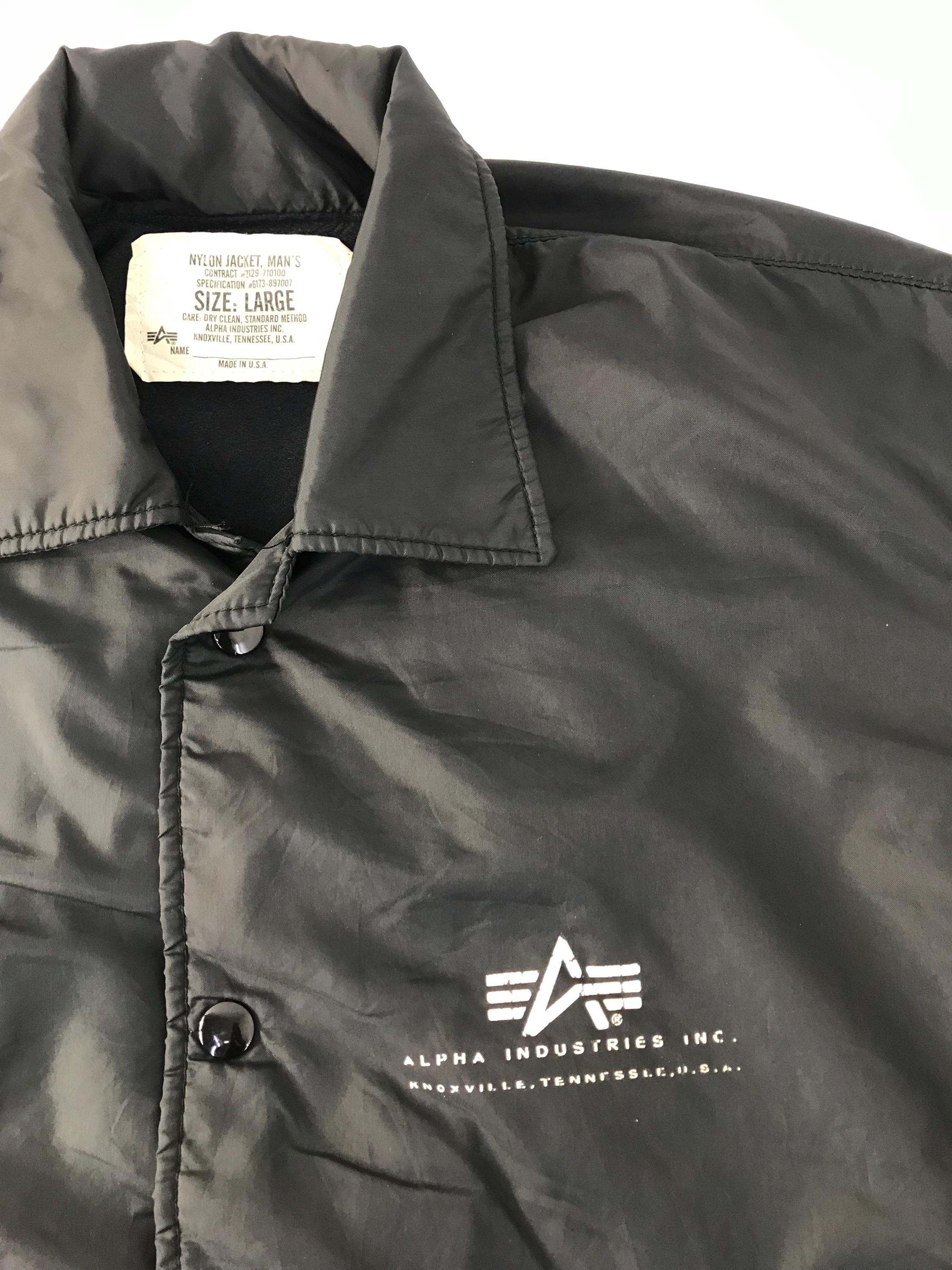 Vintage 90s Alpha Industries Nylon Quilted Black Jacket Full
