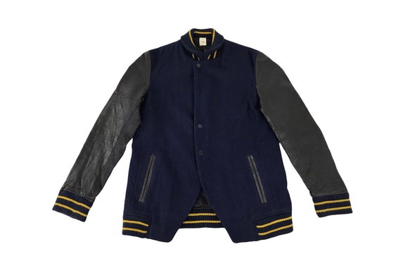 Vintage Varsity Jacket Noyet Heavy Wool Cow Leather Sleeve Quilted 