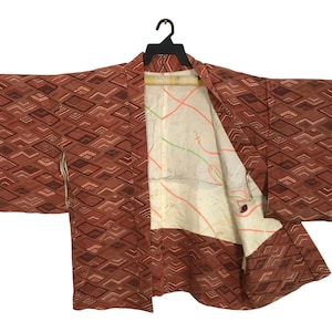 Kimono Japanese Traditional Noragi Kimono Haori Hanten Jinbei Cardigan Happi Jacket Fits L XL Spiral Checked Design YA819