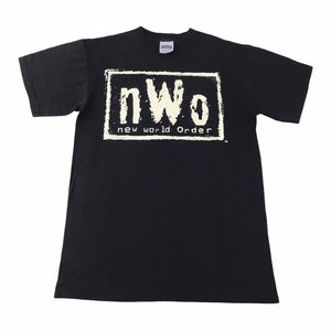 Vintage 90s NWO New World Order Box Big Logo Spell Out Tee T-shirt Wwe Wwf Wcw Unisex Wear Streetwear Pasuje Rozmiar M YA016J