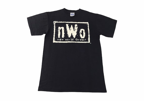 Vintage 90s NWO New World Order Box Big Logo Spell Out Tee T-shirt Vintage 90s NWO New World Order Box Big Logo Spell Out Tee T-shirt