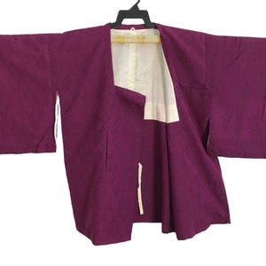 Vintage Haori Noragi Kimono Japanese Cardigan Happi Jacket Traditional Robe Yukata Sashiko Jinbei Hanten Size L XL Symmetry Design YA576