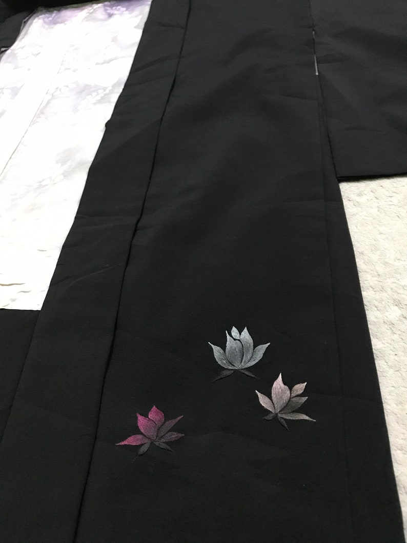 FREE SHIPPING Everywhere Vintage Noragi Kimono Haori Hanten Jinbei Japanese Cardigan Happi Jacket B861 Black
