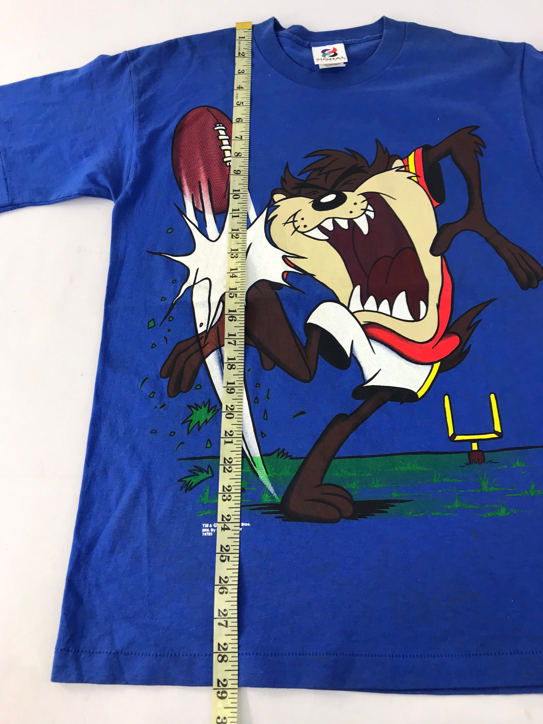 Vintage 90s Warner Bros Looney Toon Taz Tazmania NFL Tee T