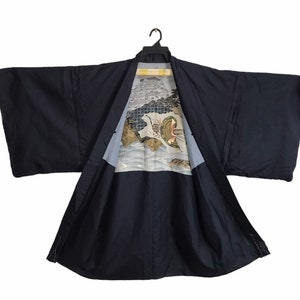 Vintage Noragi Kimono Hanten Jinbei Japanese Traditional Brand Haori Cardigan Happi Jacket Plain Landscape Inner Motifs XL C430