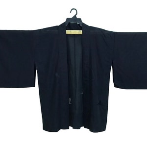Vintage Noragi Kimono Haori Hanten Jinbei Japanese   Cardigan Happi Jacket B561 Black