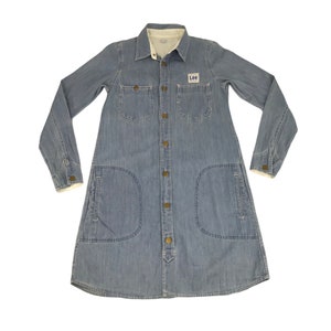 Vintage Lee Union Made Denim Parka Jacket Flannel Button Down Shirt Work Wear Long Coat Streetwear Japanese Brand Fits Size S Y446