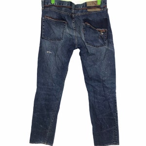 Vintage Distressed Indigo Denim Jeans RNA Electronic Generation Delta Vision Inc Fits Size 30 31 Inspired Designer Streetwear Brand i344