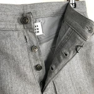 Vintage Maison Martin Margiela 14 Made in Italy grijze denim knoopsluiting recht slim fit maat 29 30 Italiaanse designer streetwear uniseks Z044