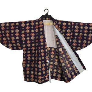 Mega Sale!!! Vintage Japanese Traditional Noragi Kimono Haori Hanten Jinbei Japanese Cardigan Happi Jacket XL Floral Design YA579