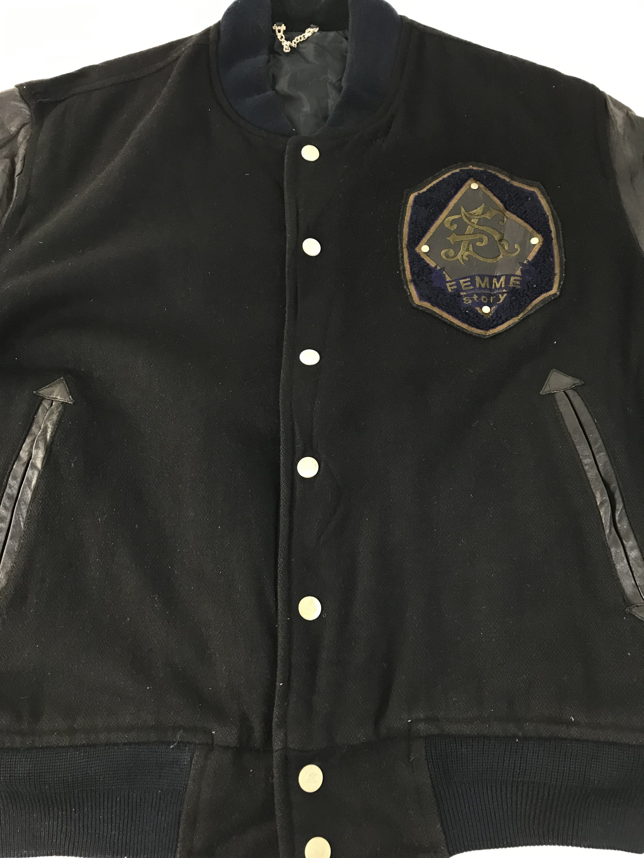 Vintage 90s Femme Story Varsity Jacket Leather Sleeve Quilted