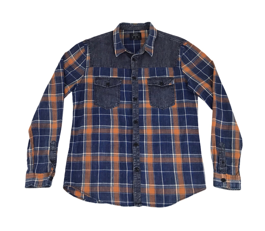 Camicia vintage in flanella di denim misto occidentale di marca