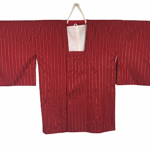 ¡¡¡Mega Venta!!! Vintage Noragi Kimono Haori Hanten Jinbei Cárdigan japonés Happi Rojo Brillo Rayado Tamaño L i011