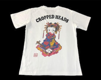 T-shirt imprimé Betty Boops style Geisha vintage tête recadrée T-shirt inspiré du streetwear designer pour taille S C542j