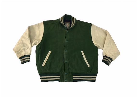 Vintage 90s Attribis Traditional Sportswear Varsity Jacket Leather