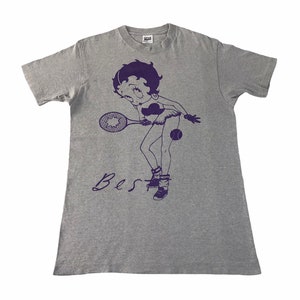 Vintage 90s Betty Boop Best Tennis Big Logo Cartoon Movie Tee T-shirt Inspired Designer Unisex Wear Streetwear Fits M YA143j