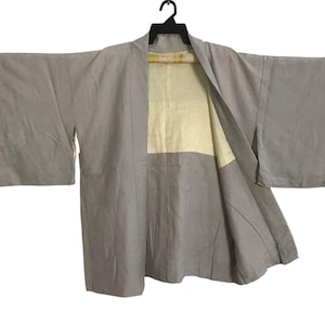 Vintage Haori Noragi Kimono Japanese Cardigan Happi Jacket Traditional Robe Dress Sashiko Jinbei Size M L Floral Design Silk YA633