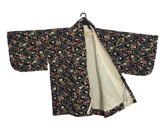 Mega promoção!!! Vintage Noragi Kimono Hanten Jinbei Japonês Tradicional Haori Cardigan Happi Jaqueta Floral Kikko Motivos YA449