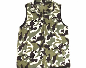 Vintage Fantasy By Belle Maison Camouflage Printed Fleece Vest Jacket Inspired Designer Streetwear Japanese Brand Y331 Fits S M