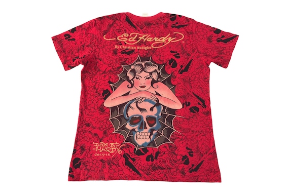 Estilo vintage Ed Hardy de Christian Audigier Tattoo Stud Camiseta estampada Camiseta inspirada Disenador Streetwear Ropa unisex Se adapta a la talla M C513j Etsy Mexico