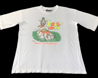 Vintage 80s 90s Kiwi-t's Full-on New Zealand Weed Eater Sheep Logo