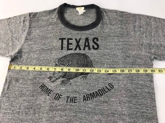 Vintage Texas Home Of Amadillo Grey Ringer Tee T-… - image 6