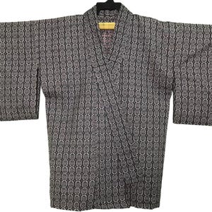 Vintage Haori Noragi Kimono Japanese Cardigan Happi Jacket Traditional Robe Dress Sashiko Jinbei Size L XL B907 Ethic Pattern