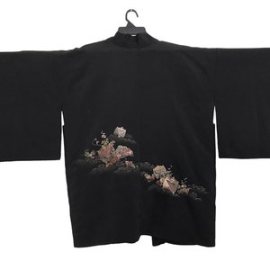 Mega Sale!!! Vintage Noragi Kimono Haori Hanten Jinbei Japanese   Cardigan Happi Jacket B578 Black