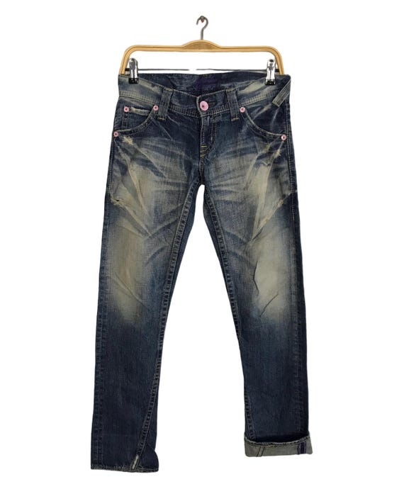 Vintage Japanese Brand Rodeo Crown Distressed Indigo Denim