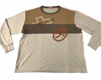 Camiseta deportiva vintage Jean Charles De Castelbajac de manga larga con bloques de color, logotipo estampado, estilo urbano, unisex, talla XL C458j