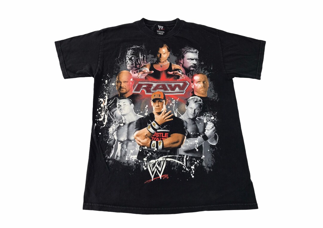 【WWE】ビンテージ風 プロレス Tシャツ ヴィンテージ WWE Raw フラッグシップ プロレス ビッグプリント