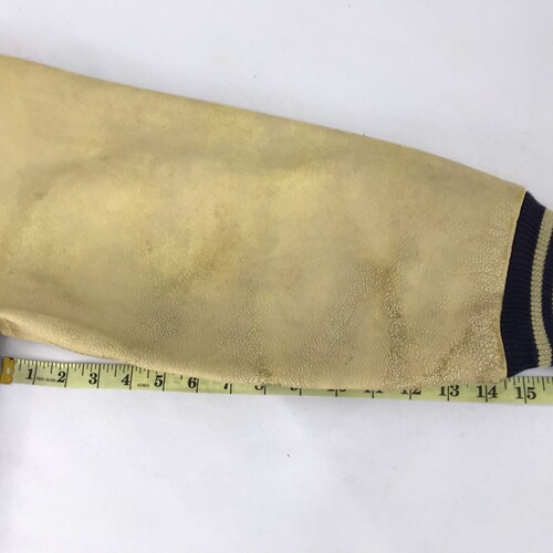 Vintage Varsity Jacket Van Jac American shops Football Team Heavy Wool Leather Sleeve Quilted Padded Inner Fits Size L College Fashion C036