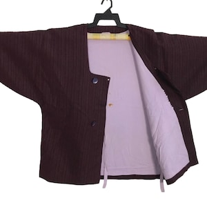 Kimono Japanese Traditional Noragi Kimono Haori Hanten Jinbei Japanese Cardigan Happi Jacket Striped Design Fits L XL YA707
